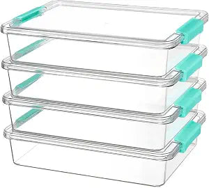 Vtopmart 4 Pack 6 Qt Plastic Storage Bins with Lids, Clear Sensory Bins