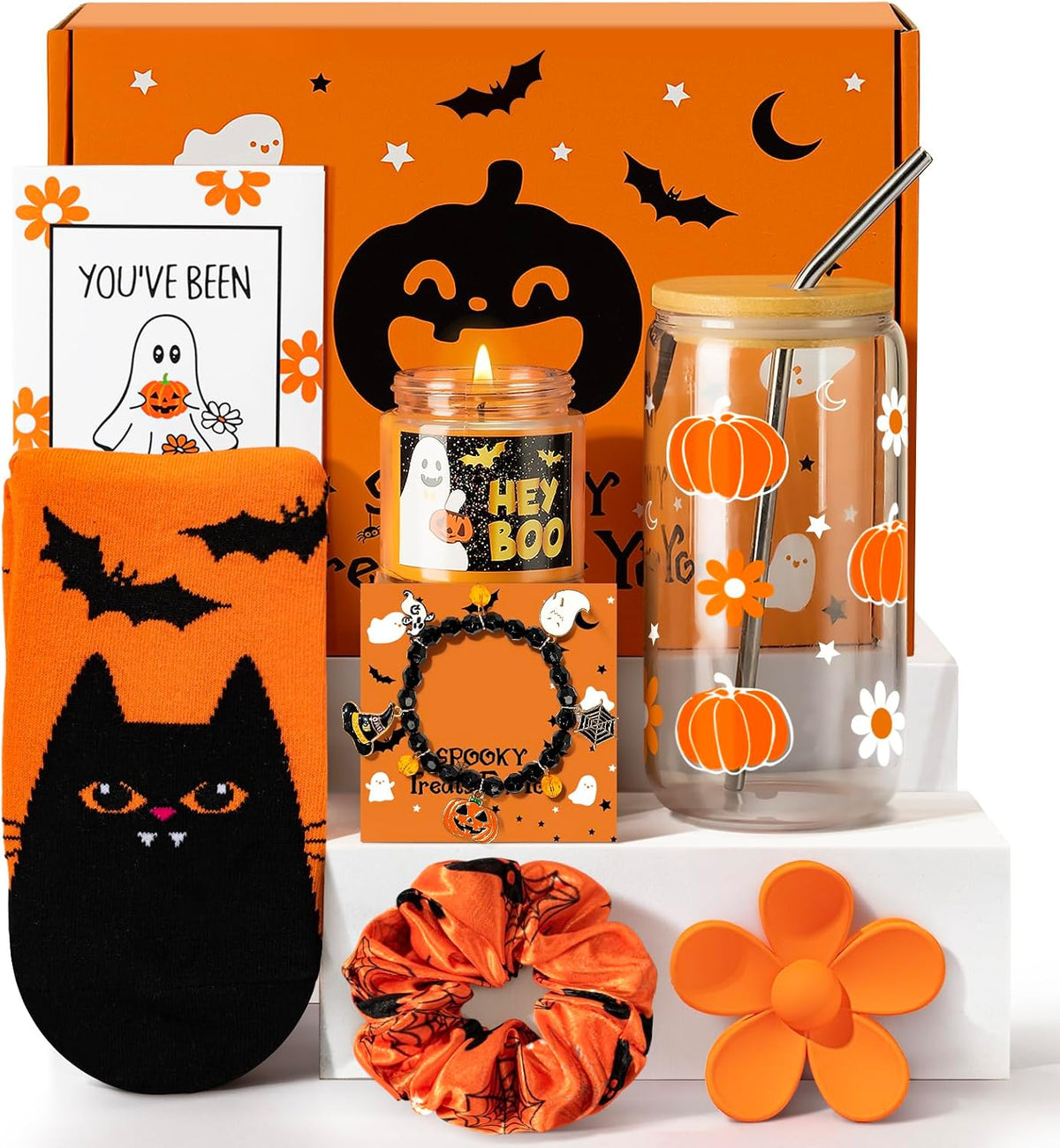 Halloween Gifts for Women Teen Girls, Pumpkin Boo Basket Stuffers