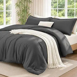 Queen Comforter Set 3 Pieces, Rayon Derived from Bamboo Blend