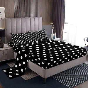 jejeloiu Polka Dot Bed Sheets Set Retro Cute Polka Dot Bed Set Full Size