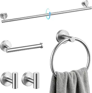 STWWO 5-Piece Brushed Nickel Bathroom Accessories Set Bathroom Towel Bar