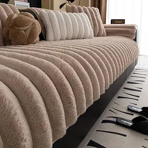 Faux Rabbit Fur Couch Covers,Fuzzy Sectional Sofa Cover Washable