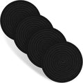 Trivets for Hot Dishes, 4 Pot Holders for Kitchen, Heat Resistant Mats for Countertop, 8 Inch Hot Pads for Hot Pots and Pans, Coaster, Home Essentials, Rustic Farmhouse Decor (Black)