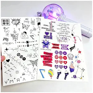 BangTanS Army Temporary Tattoos, 60 Designs of 2 sheets,Waterproof INS-Style Tattoo for Adults, Bangtan Themed Party Favors, Fan support Essentials, Wonderful Christmas gift for every ARMY