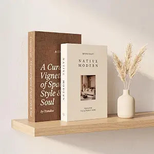 Refined Decorative Books for Home Decor, Set of 2 Linen Faux Books with Hidden Storage, Coffee Table Books for Shelf and Entryway Decor