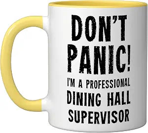 Dining Hall Supervisor Ceramic Mug, Yellow/White
