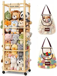 Stuffed Animal Storage & Organizer, Wooden Cute Zoo