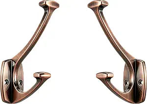 5 Pack Antique Copper Hooks Decorative Heavy Duty Solid Large Coat Hooks for Towel Hanging Coats Robe Wall Mounted Towel Bags Door Back Bathroom wall Hook.