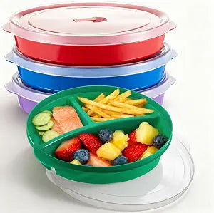 Hushee 4 Pcs Microwave Food Storage Containers, Round, Multicolor, 10x9.2in