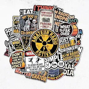 32 Pcs Ham Radio Stickers - Funny HamRadio Operator Decals for Laptop Water Bottle Gift for Enthusiasts Hams Radio Club Amateur Vinyl Weatherproof Sticker
