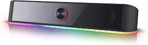 Redragon GS560 RGB Desktop Soundbar, 2.0 Channel Computer Speaker with Dynamic Lighting Bar Audio-Light Sync/Display, Touch-Control Backlit with Volume Knob, USB Powered w/ 3.5mm Cable, Black