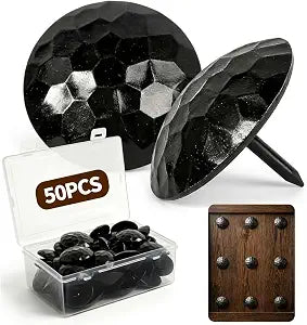 50 Pcs 1.5 Inch Black Clavos Decorative Nails - Iron Antique Rustic Fasteners for Wood Doors, Furniture, Gates, Shutters and Faux Wood Beams
