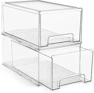 Sorbus Clear Stackable Storage Drawers with Pull-Out Bins (Large, 2 Pack)