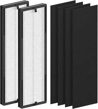 2 Packs True HEPA Replacement Filters Compatible with Eureka NEA120 and Toshiba CAF-W36USW Air Cleaner Purifier, 2packs True HEPA filters (NEA-F1) and 4 packs Carbon Filter (NEA-C1)