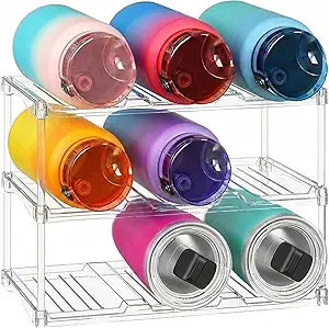 Lifewit Stackable Water Bottle Organizer, Clear Tumbler Holder for Cabinet