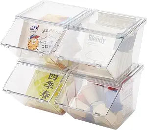Front Opening Stackable Tea Bag Organizer, 4 Pack