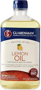 Guardsman Revitalizing Lemon Oil | Teak Oil Protects and Cleans Outdoor and Indoor Wood Furniture, Lemon Scent, 16 Fluid Ounces