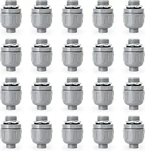 1/2 inch Liquid Tight Connector PVC Flexible Conduit Connector, Straight 180 Degree UL Listed, Non-Metallic Electrical Conduit Fittings (20 Pack)