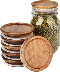 Acacia Mason Jar Lid, Canning Lids Airtight Wide Mouth 6 Pack