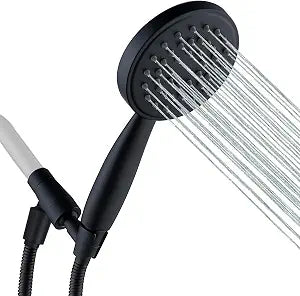 All Metal Hand Held Shower Head with 70 Inches Hose and Holder, Made with Stainless Steel and Brass, High Pressure Handheld Showerhead, Adjustable BracketExtra Long Flexible Hose (Matte Black)