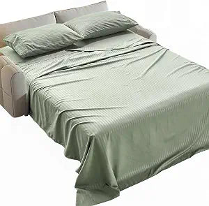 Kingnex Striped Sofa Bed Sheets Queen for Sleeper Sofa Bed Sage