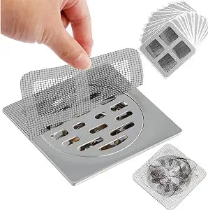 100PCS Disposable Shower Drain Hair Catcher - 4 Inch Hair Catcher Shower Drain - Drain Cover Mesh Stickers for Human & Pet Hair - Bathtub, Bathroom, Kitchen Sink, Laundry Floor Drain Filters Grey