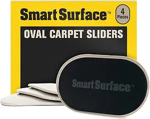 Smart Surface 8290 Large XL Reusable Oval Carpet Furniture Sliders 9-1/2" x 5-3/4" 4-Pack in Resealable Bag