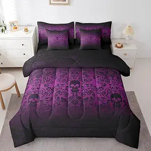 Erosebridal Damask Gothic Comforter Set 7 Piece Bed in A Bag Twin