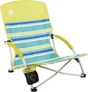 Coleman Utopia Breeze Lightweight Beach Chair with Cup Holder, Comfortable Portable Outdoor Chair with Carry Bag, Supports up to 300lbs, Great for Beach & Yard