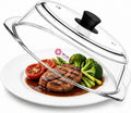 Tall Glass Microwave splatter cover | Sturdy clear 100% food safe BPA free glass lid with easy grip silicone handle | Heavy-duty glass for longer life, Dishwasher safe for easy cleaning - 10.5in