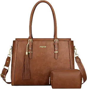 MOSISO Laptop Bag for Women, 15.6 inch Vintage PU Leather Tote Bag