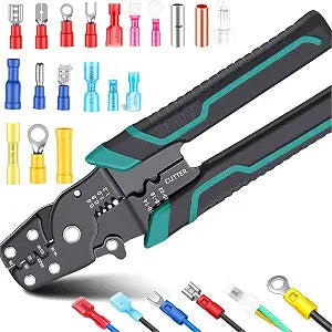 smseace Wire Crimping tool Wire crimper,stripper and cutter for insulated/Bare/Heat Shrink connectors(22-10 AWG) Multifunctional stripping crimping pliers (No connector included)