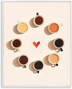 Coffee Mugs Heart Kitchen, 11 x 14 Inch Framed Gicle Print