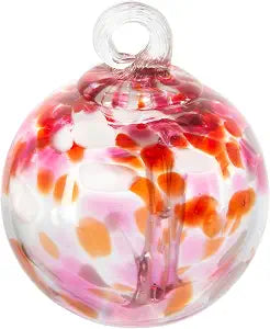 Dale Tiffany Hand Blown Glass, 4" Diameter Blush, Tree of Life Collection, Witch Globe Hanging Garden Indoor/Outdoor Decorative Ornament Gazing Ball