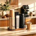 Plastic Cup Holder, Coffee Station, 3-Compartment Lid and Straw Organizer