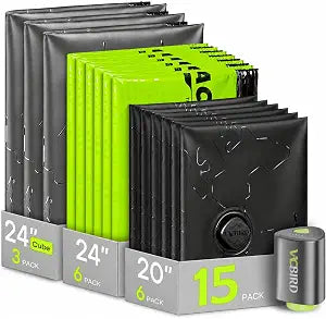Vacbird Color-Coded Vacuum Bags for Travel with Cordless Pump