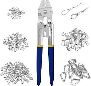 Sanuke Wire Rope Crimping Kit, Cable Swaging Tool Crimps up to 2.2mm