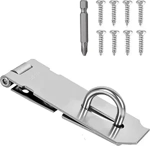 1 Pcs Door Locks Hasp Latch,4 Inch Stainless Steel Safety Packlock Clasp Hasp Lock Latch,Hasp Lock Latch for Doors,Extra Thick Brushed Finish with Screws (1 Pcs Stainless Steel, 4 inch)