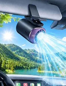 2026 Car Clip on Air Conditioner Fan with LED Display, Portable Mini Cooling System, 16 Semi-Cooling Wide Clamp, USB Rechargeable, 360 Rotation Adjustable 199 Speeds Truck TentGray