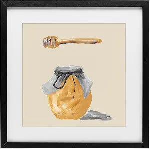 Honey Jar Still Life Kitchen, 13 x 13 Inch Framed Print Under Glass