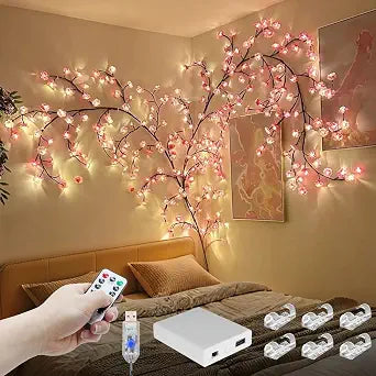 7.5FT 144LED USB Cherry Enchanted Willow Vine Lights for Girl Bedroom Deocr