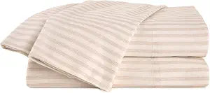 Vellux Aster Jersey Sheet Set - 4 Piece Queen Size Bed Sheets - Cotton Blend - Durable, Deep Pocket & Easy Care Sheet Set - 2 Standard Pillowcases Included - Soft Taupe