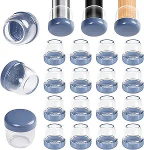 Chair Leg Sliders for Carpeted Floors Round, 16 Pcs(Clear, Fit 0.75"-1")