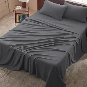King Size 4 Piece Sheet Set - Comfy Breathable & Cooling Bed Sheets Set, Soft and Wrinkle Free, Deep Pockets, Easy & Secure Fit, Hotel Luxury Bedding - Oeko-Tex - Dark Grey