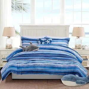 Holawakaka All-Season 6-Piece Nautical Bedding Set King ��� Complete Beach Stripe Comforter Set with Sheets & Shams
