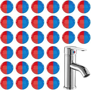 WADORN 30pcs Hot Cold Water Stickers Self Stick Faucet Labels Vinyl Faucet Waterproof Stickers Sign Temperature Indicator Sticker for Kitchen Bathroom Shower Sink Retro Faucets Hotel Restaurant