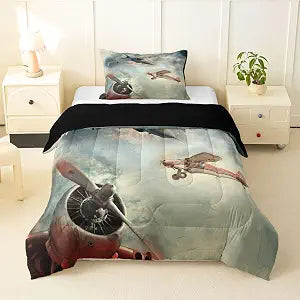 Erosebridal Military Aircraft Comforter Set Twin Size 2 Piece Bedding Set