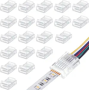 Flutesan 20 Pcs 6 Pin 12 mm LED Strip Connector RGB Lights