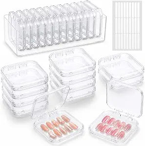 LUCKJUJU 12 Pcs Press On Nail Storage Box & 1 Big Storage Box