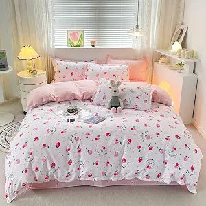 Queen Strawberry Reversible Cartoon Duvet Cover Set